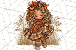 Autumn Adventures Cozy Fall Girl Clipart PNG Product Image 3