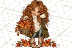 Autumn Adventures Cozy Fall Girl Clipart PNG Product Image 5