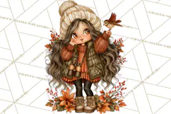 Autumn Adventures Cozy Fall Girl Clipart PNG Product Image 2