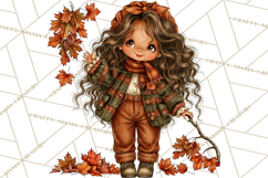 Autumn Adventures Cozy Fall Girl Clipart PNG Product Image 2