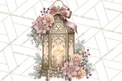 Elegant Christmas Clipart PNG, Pink Champagne Christmas Product Image 2