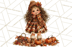 Autumn Adventures Cozy Fall Girl Clipart PNG Product Image 3