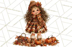 Autumn Adventures Cozy Fall Girl Clipart PNG Product Image 3