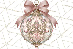 Elegant Christmas Clipart PNG, Pink Champagne Christmas Product Image 4