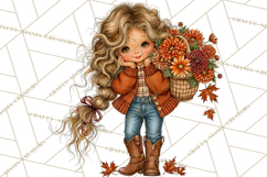 Autumn Adventures Cozy Fall Girl Clipart PNG Product Image 4