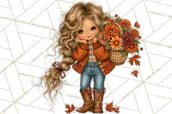 Autumn Adventures Cozy Fall Girl Clipart PNG Product Image 4