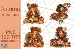 Autumn Adventures Cozy Fall Girl Clipart PNG Product Image 1