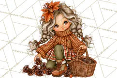 Autumn Adventures Cozy Fall Girl Clipart PNG Product Image 4