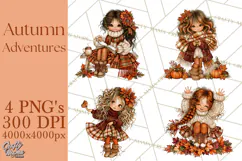 Autumn Adventures Cozy Fall Girl Clipart PNG Product Image 1