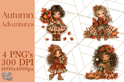 Autumn Adventures Cozy Fall Girl Clipart PNG Product Image 1