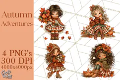 Autumn Adventures Cozy Fall Girl Clipart PNG Product Image 1