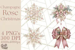 Elegant Christmas Clipart PNG, Pink Champagne Christmas Product Image 1