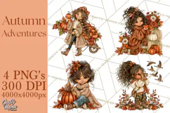 Autumn Adventures Cozy Fall Girl Clipart PNG Product Image 1