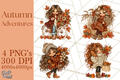 Autumn Adventures Cozy Fall Girl Clipart PNG Product Image 1