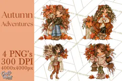 Autumn Adventures Cozy Fall Girl Clipart PNG Product Image 1