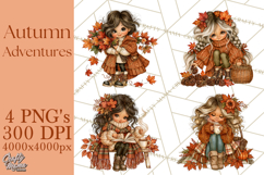Autumn Adventures Cozy Fall Girl Clipart PNG Product Image 1