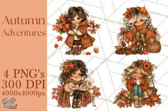 Autumn Adventures Cozy Fall Girl Clipart PNG Product Image 1