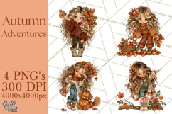 Autumn Adventures Cozy Fall Girl Clipart PNG Product Image 1