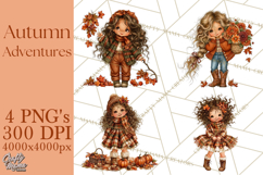 Autumn Adventures Cozy Fall Girl Clipart PNG Product Image 1