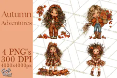 Autumn Adventures Cozy Fall Girl Clipart PNG Product Image 1