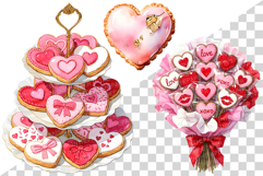 Valentine Pink Heart Cookie | Watercolor dessert biscuit PNG Product Image 7
