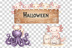 Halloween Axolotl | Watercolor Cute Pink Upaloopa Animal PNG Product Image 7