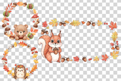 Autumn border | Fall Frame Watercolor Leaves Acorn Animal Product Image 7