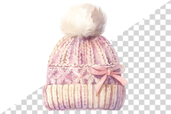 Girl's Winter Fur Hat | watercolor clipart cute fluffy knit Product Image 7