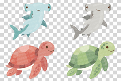 Cute Sea Animal | Clip art PNG Vector Ocean Turtle Whale eps Product Image 7