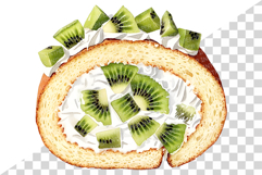 Green Kiwi Dessert | Watercolor Clip Art PNG Cake Pavlova Product Image 7