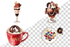 Valentine Day Red and Gold Chocolate | Watercolor dessert Product Image 7