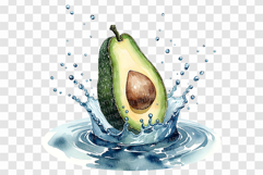 Avocado PNG | Watercolor Fruit Sweet Juicy Summer Fresh Half Product Image 7