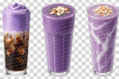 Ube Drink in Glass | Watercolor Clipart PNG Purple Iced Latte Product Image 7