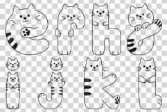 Cat Line Font | Cute Alphabet SVG Numbers EPS Clipart Kitten Product Image 7
