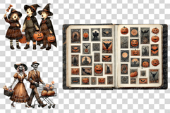 Retro Halloween | Watercolor Vintage Ghost Monster PNG Witch Product Image 7
