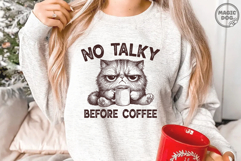 No Talky Before Coffee Funny Cat Meme|Adult Humor|Cat Lover Product Image 7