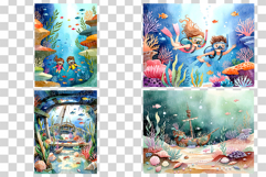 Underwater Digital Papers | Watercolor ocean sea coral fish Product Image 7