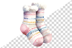 Girls Winter Fur Socks | watercolor clipart cute fluffy kids Product Image 7