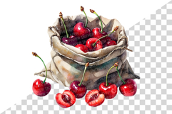 Cherry | Watercolor fresh citrus fruit farm harvest png Clip Product Image 7