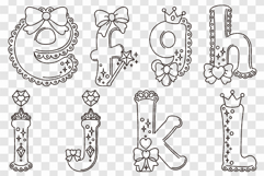 Cute Princess Font | Outline Coloring Page SVG Line Clip Art Product Image 7