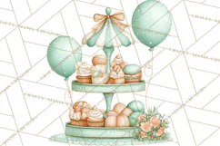 Baby Nursery Clipart PNG, Mint Cream Baby Shower Decor Product Image 4