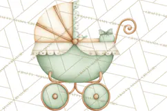 Baby Nursery Clipart PNG, Mint Cream Baby Shower Decor Product Image 5