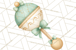 Baby Nursery Clipart PNG, Mint Cream Baby Shower Decor Product Image 3