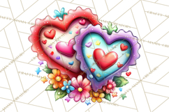 Swirling Valentine Hearts Continuous Line Art Pink Heart Product Image 2