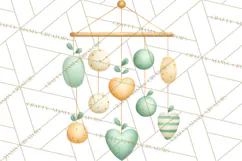 Baby Nursery Clipart PNG, Mint Cream Baby Shower Decor Product Image 3
