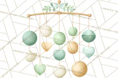 Baby Nursery Clipart PNG, Mint Cream Baby Shower Decor Product Image 4