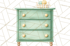 Baby Nursery Clipart PNG, Mint Cream Baby Shower Decor Product Image 5