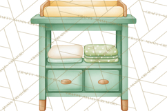 Baby Nursery Clipart PNG, Mint Cream Baby Shower Decor Product Image 3