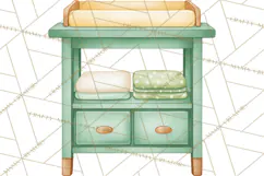 Baby Nursery Clipart PNG, Mint Cream Baby Shower Decor Product Image 3