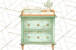 Baby Nursery Clipart PNG, Mint Cream Baby Shower Decor Product Image 4